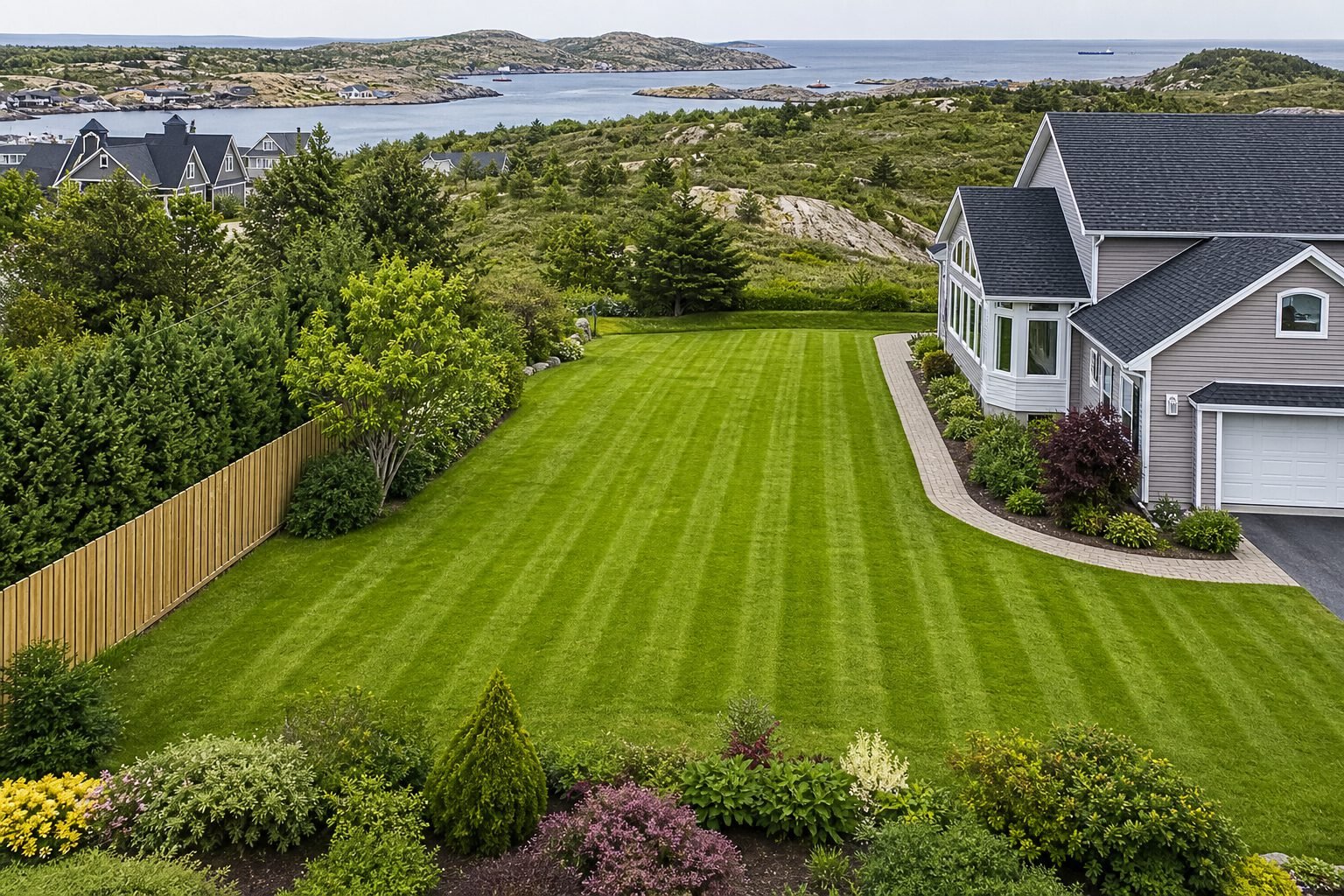 Freshly striped lawn near Torbay Newfoundland